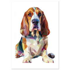 Basset Hound Dog Illustrated with Colorful Triangles