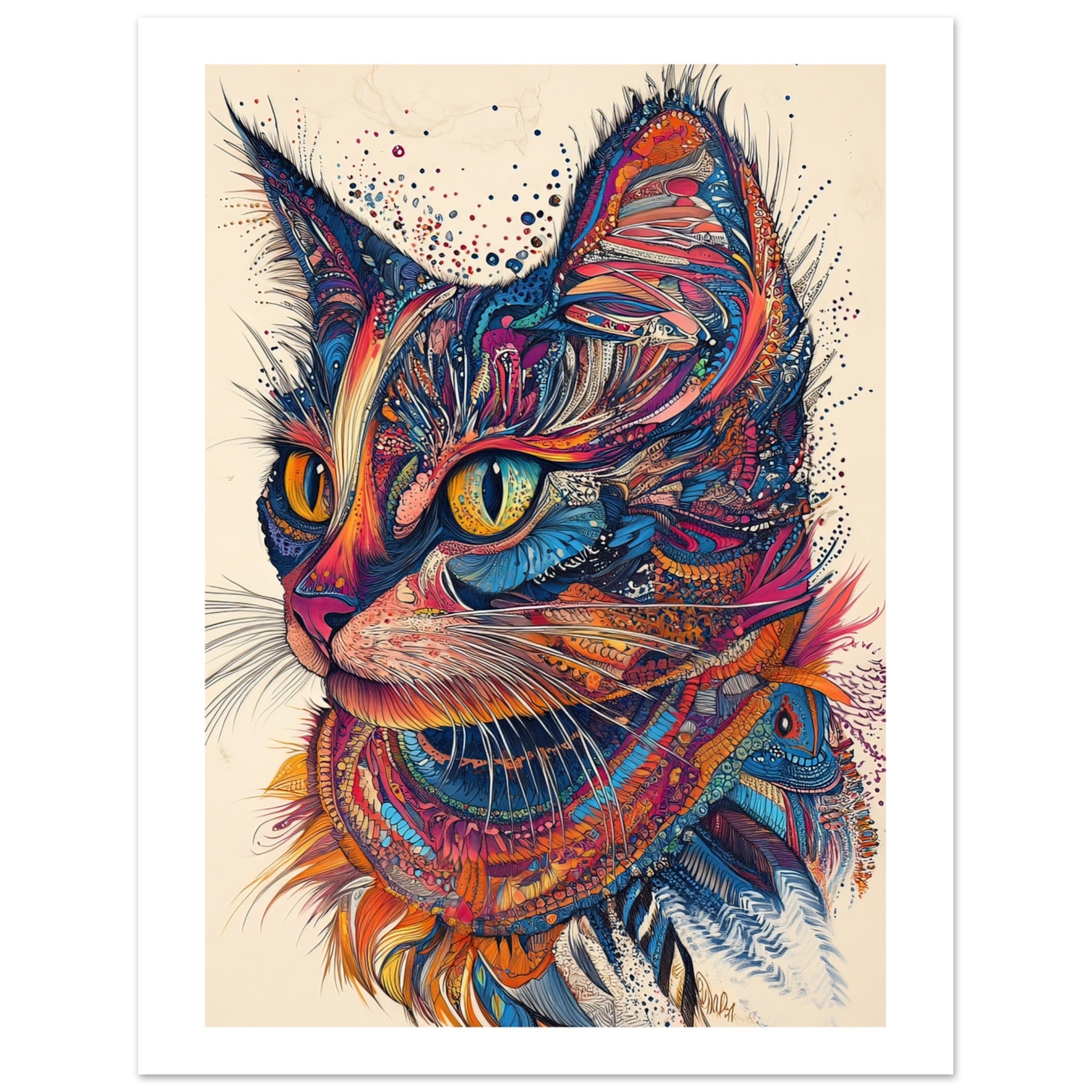 Balinese Cat Painted With Tone Pen