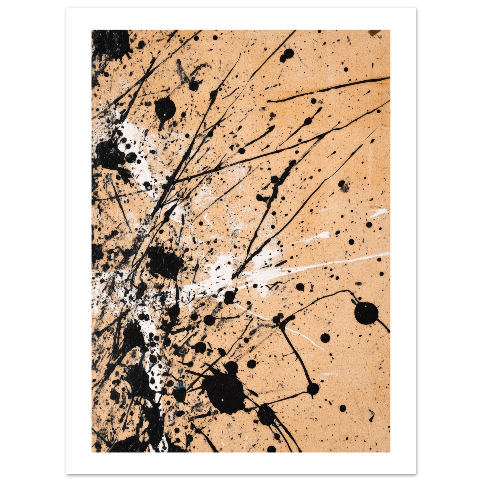 Black and white splashes on beige background 3
