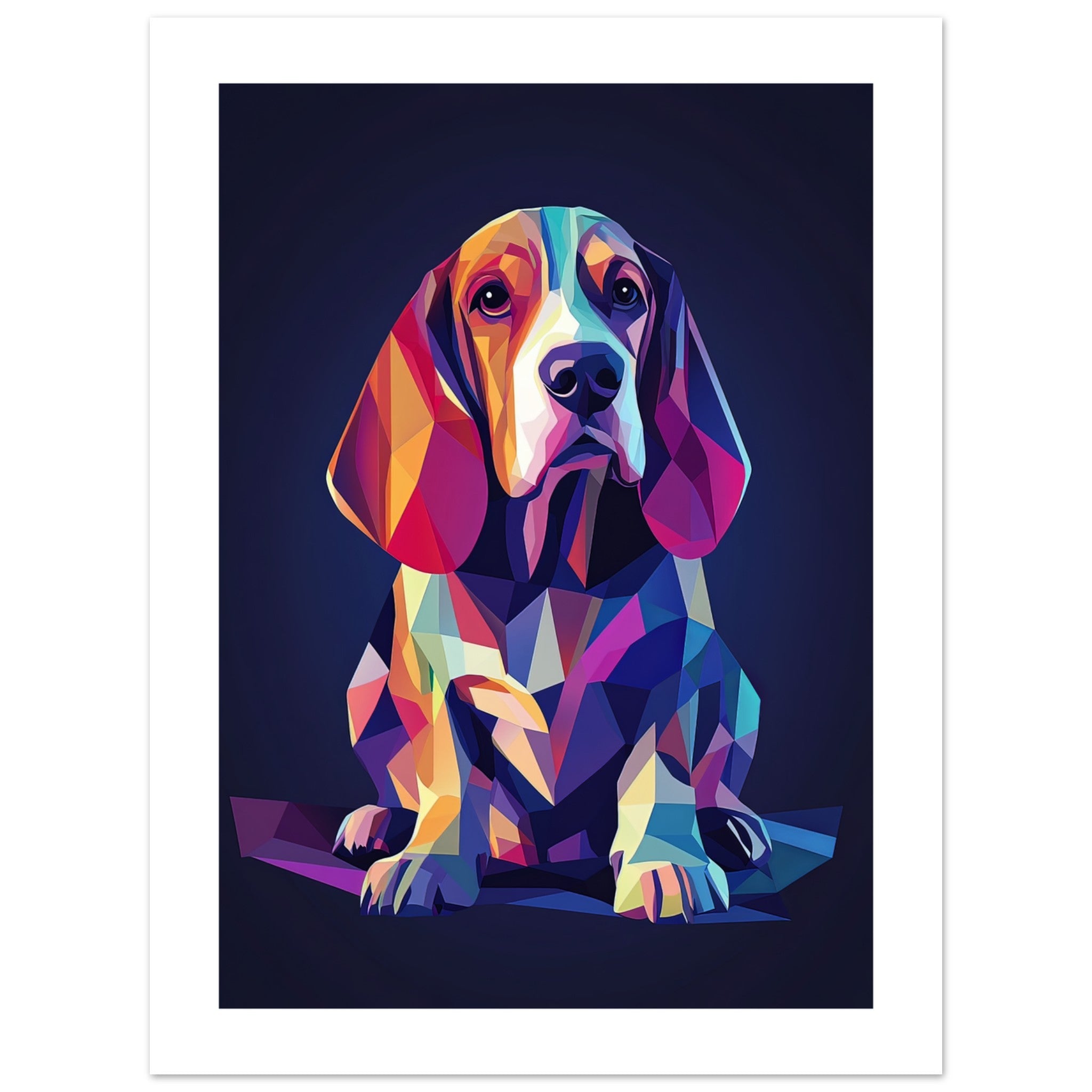 Basset Hound Dog Illustrated with Colorful Triangles 3