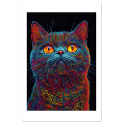 British Shorthair Cat Painted With Tone Pen