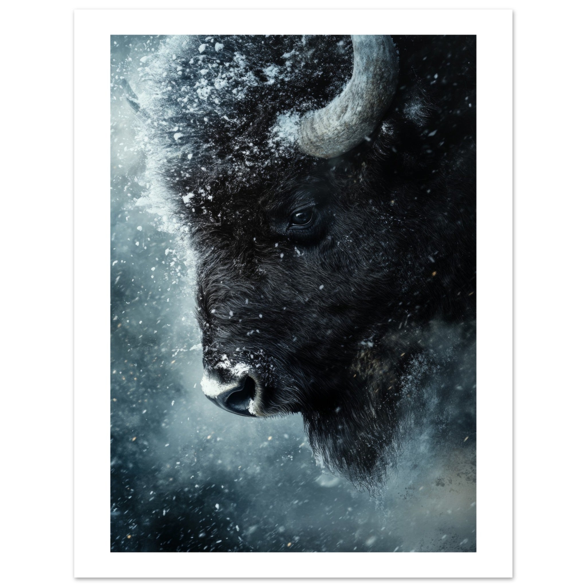 Bison portrait in a snowstorm 2