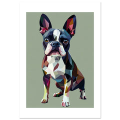 Boston Terrier Dog Illustrated with Colorful Triangles 1