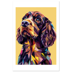 Boykin Spaniel Dog Illustrated with Colorful Triangles 3