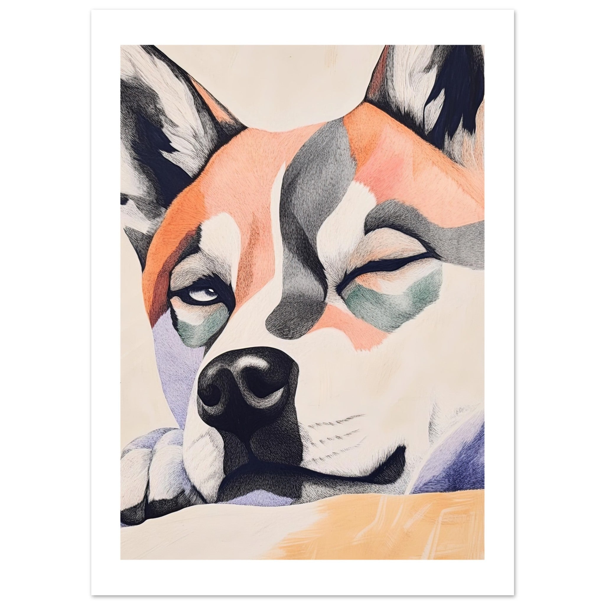 Akita Dog Relaxing Pastel Colored