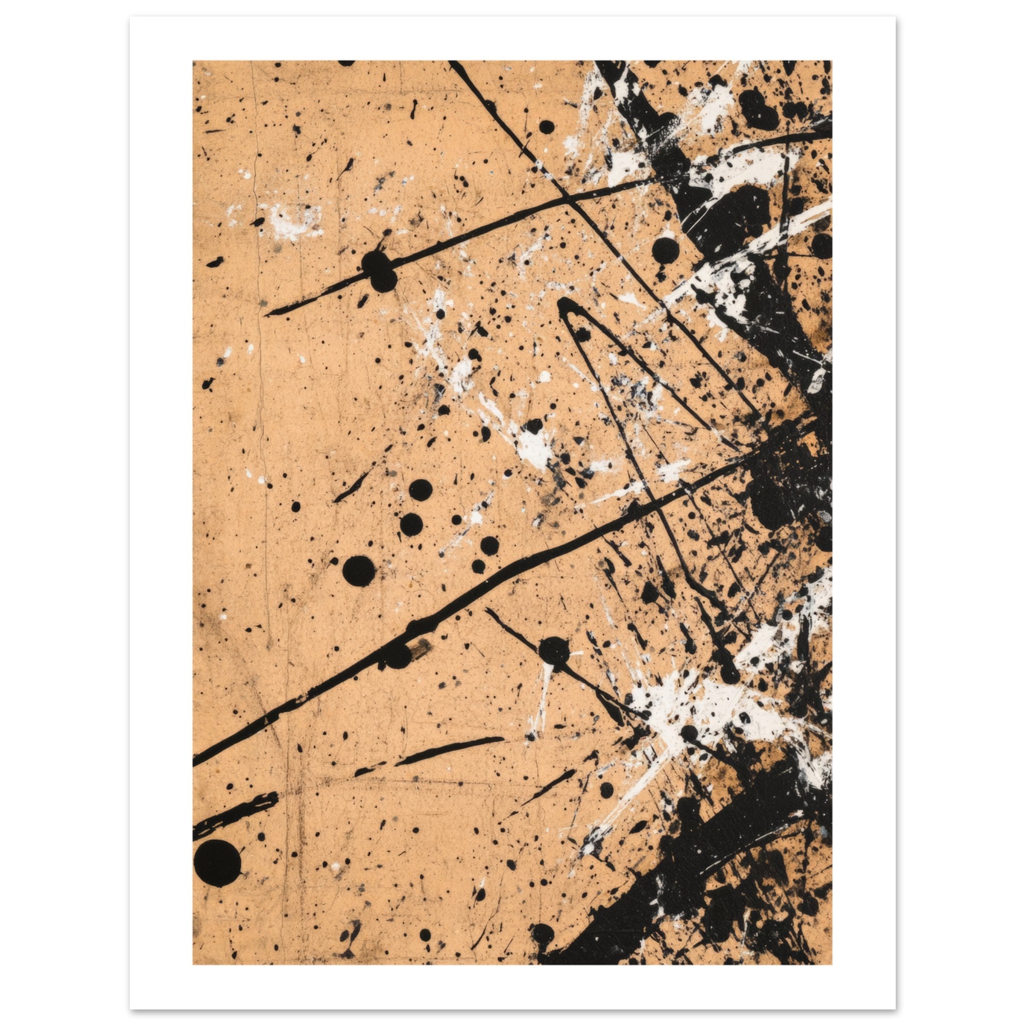 Black and white splashes on beige background