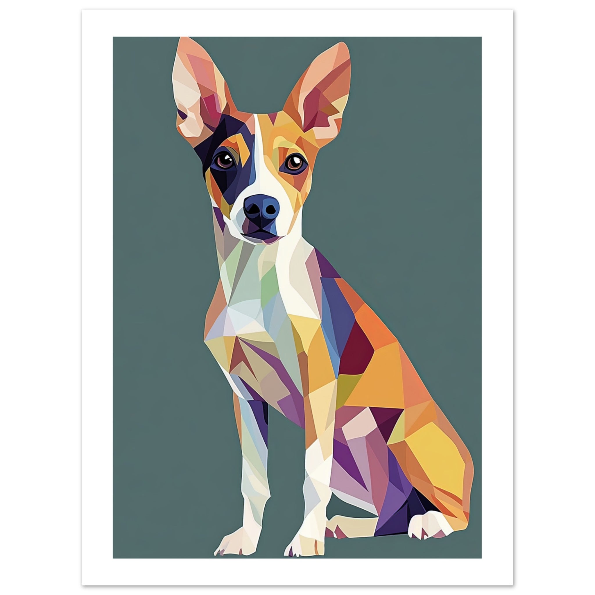 Basenji Dog Illustrated with Colorful Triangles 1