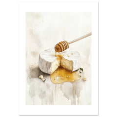 Baked Brie With Honey Watercolor Painting Wall Art 2