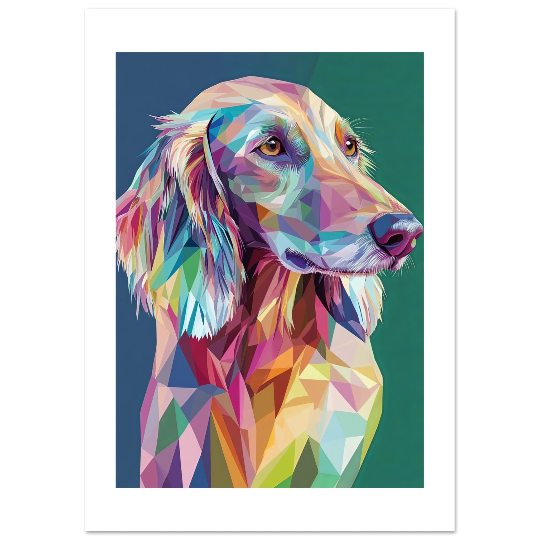 Afghan Hound Dog Illustrated with Colorful Triangles 1