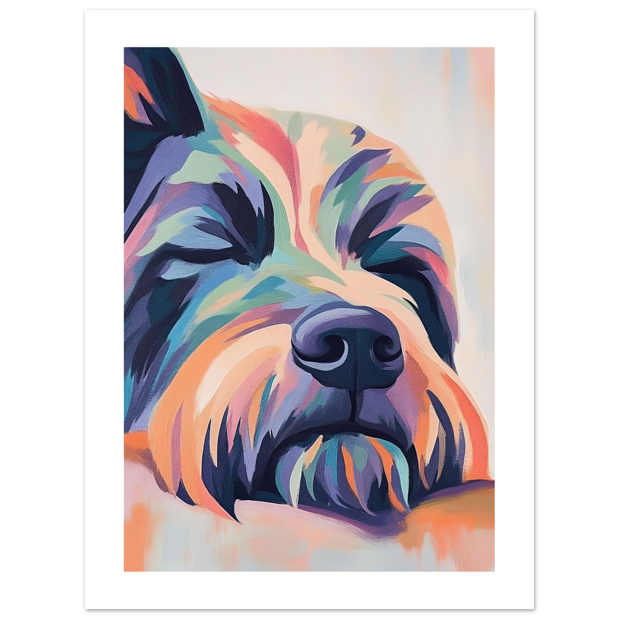 Briard Dog Relaxing Pastel Colored