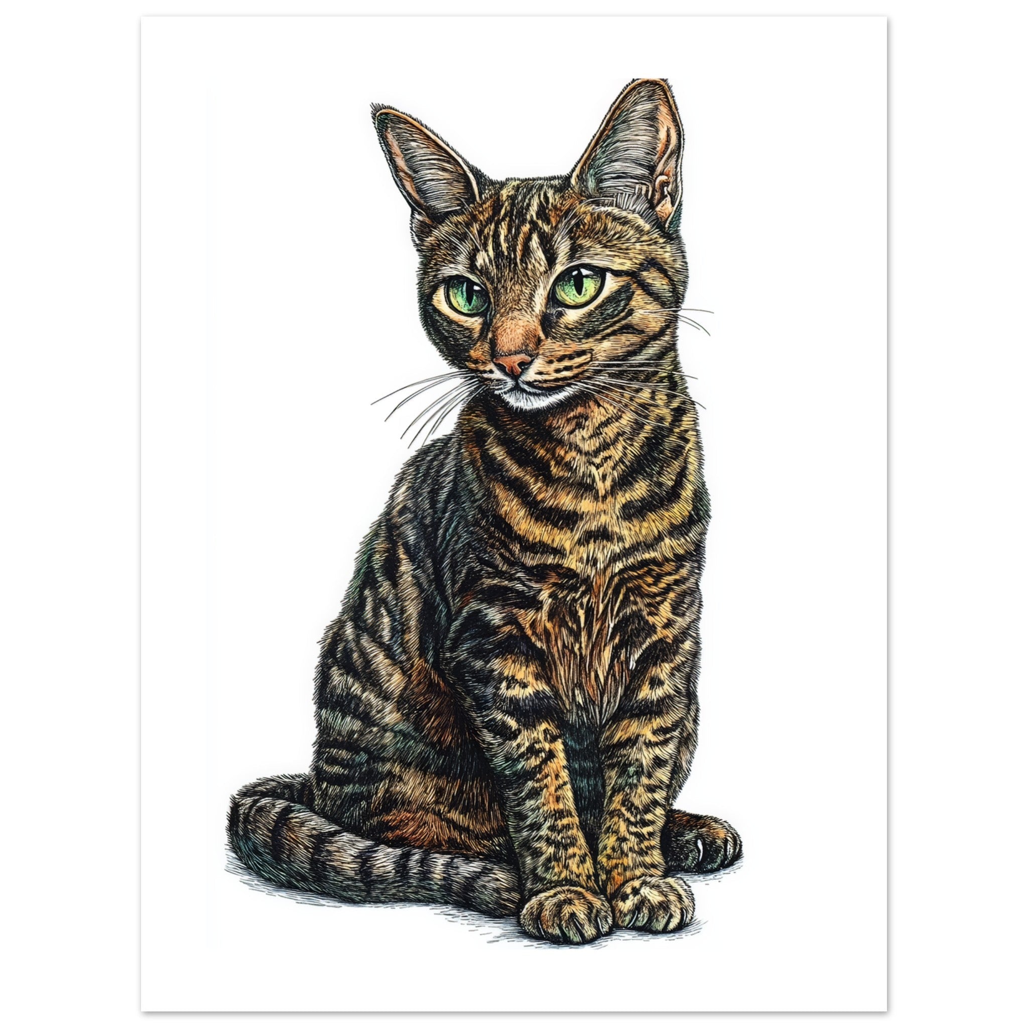 Bengal Cat Painted With Tone Pen