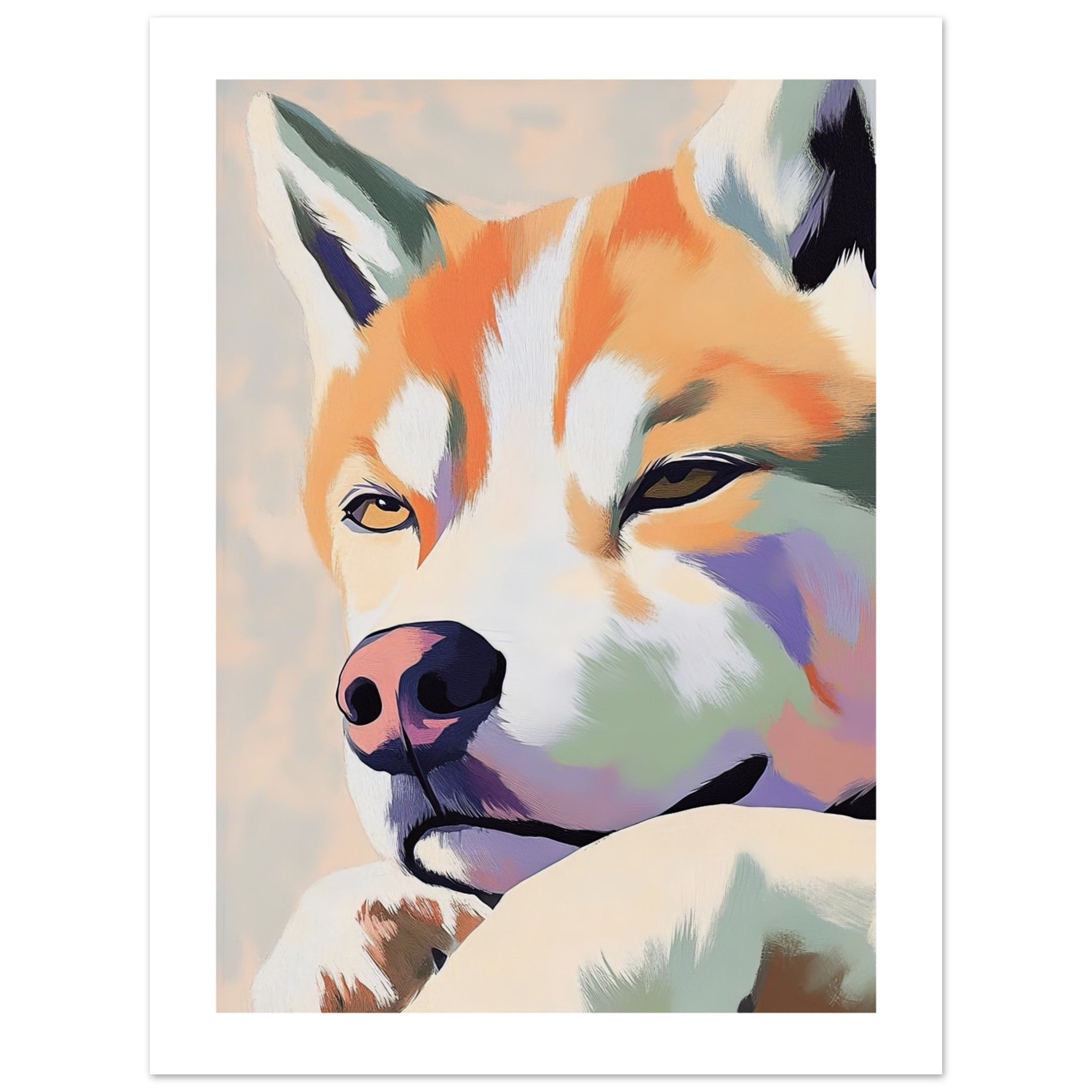 Akita Dog Relaxing Pastel Colored 1