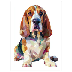 Basset Hound Dog Illustrated with Colorful Triangles