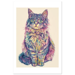 American Bobtail Cat Painted With Tone Pen