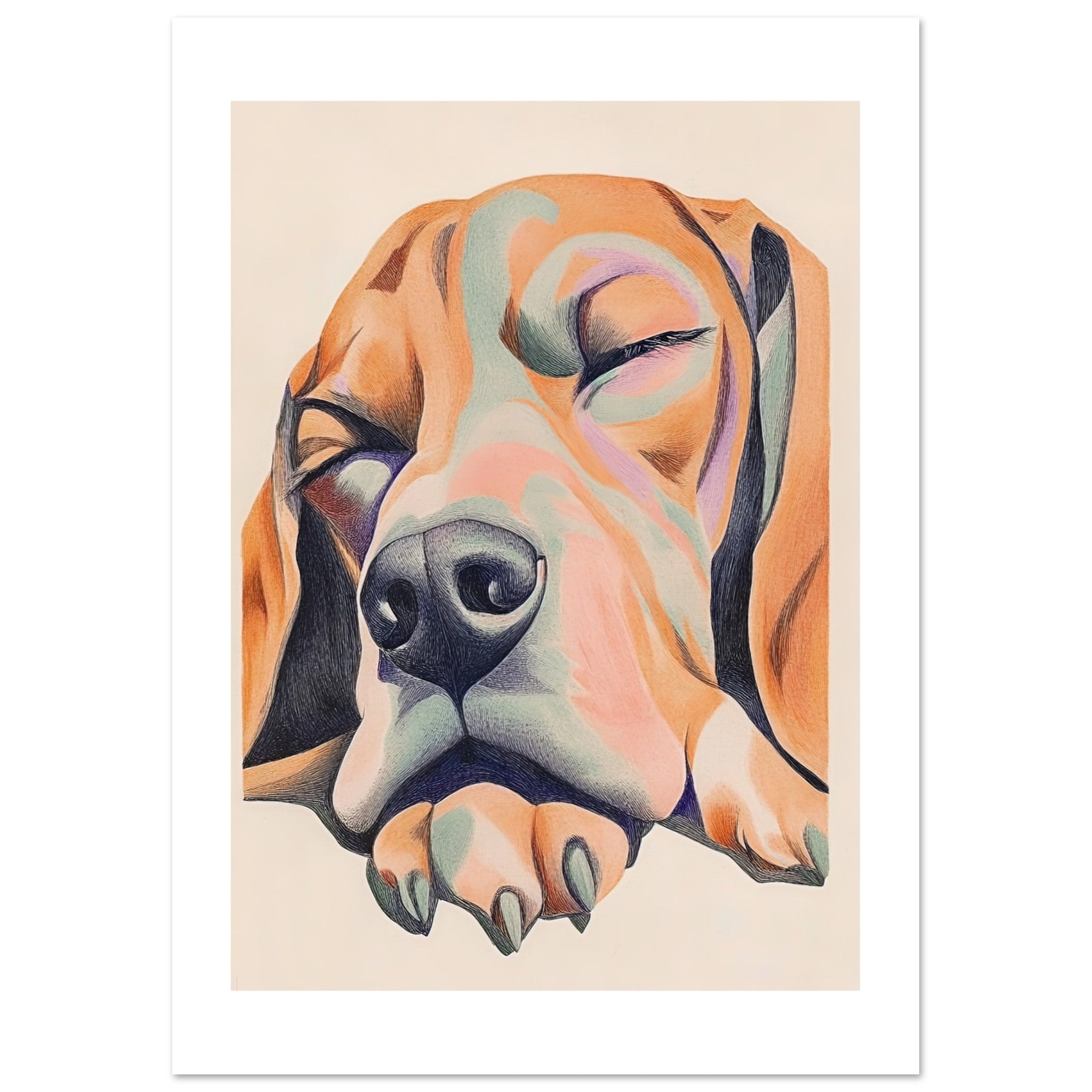 Bloodhound Dog Relaxing Pastel Colored 1
