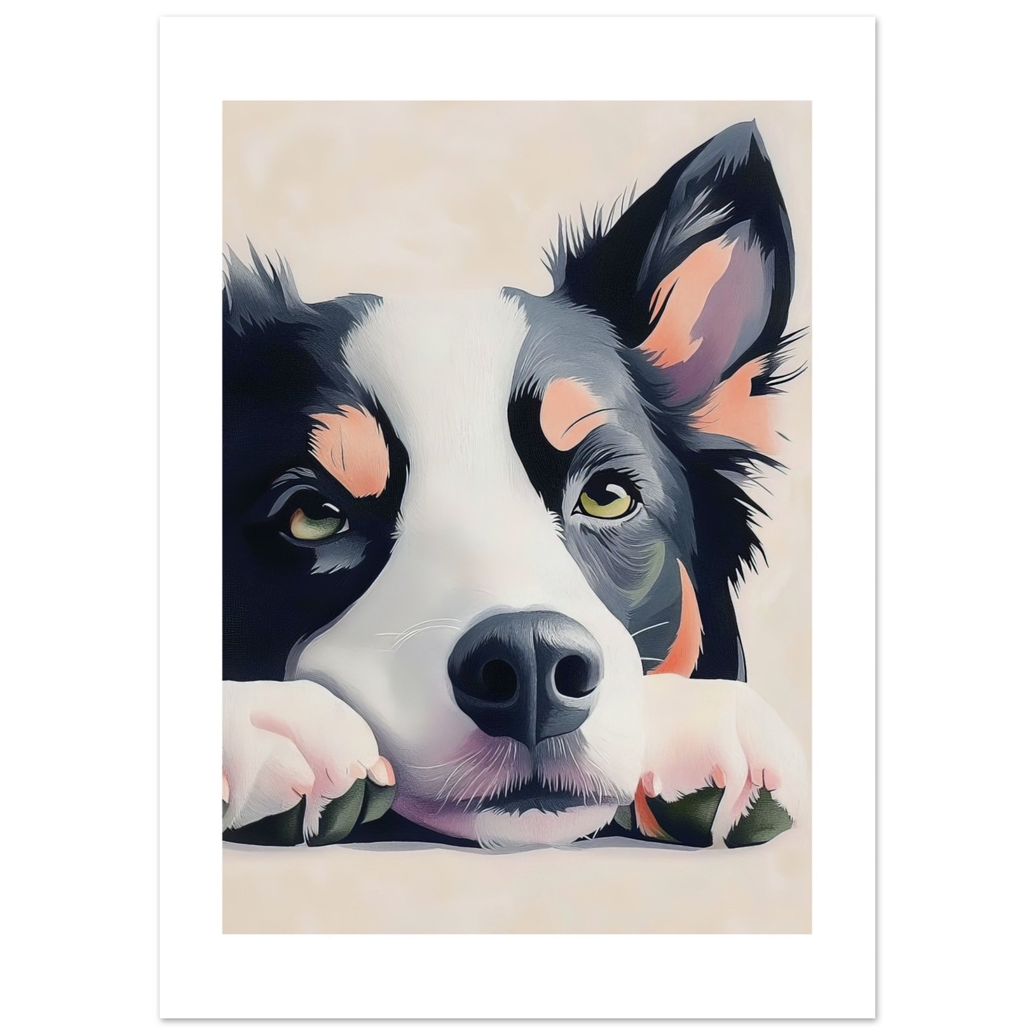 Border Collie Dog Relaxing Pastel Colored