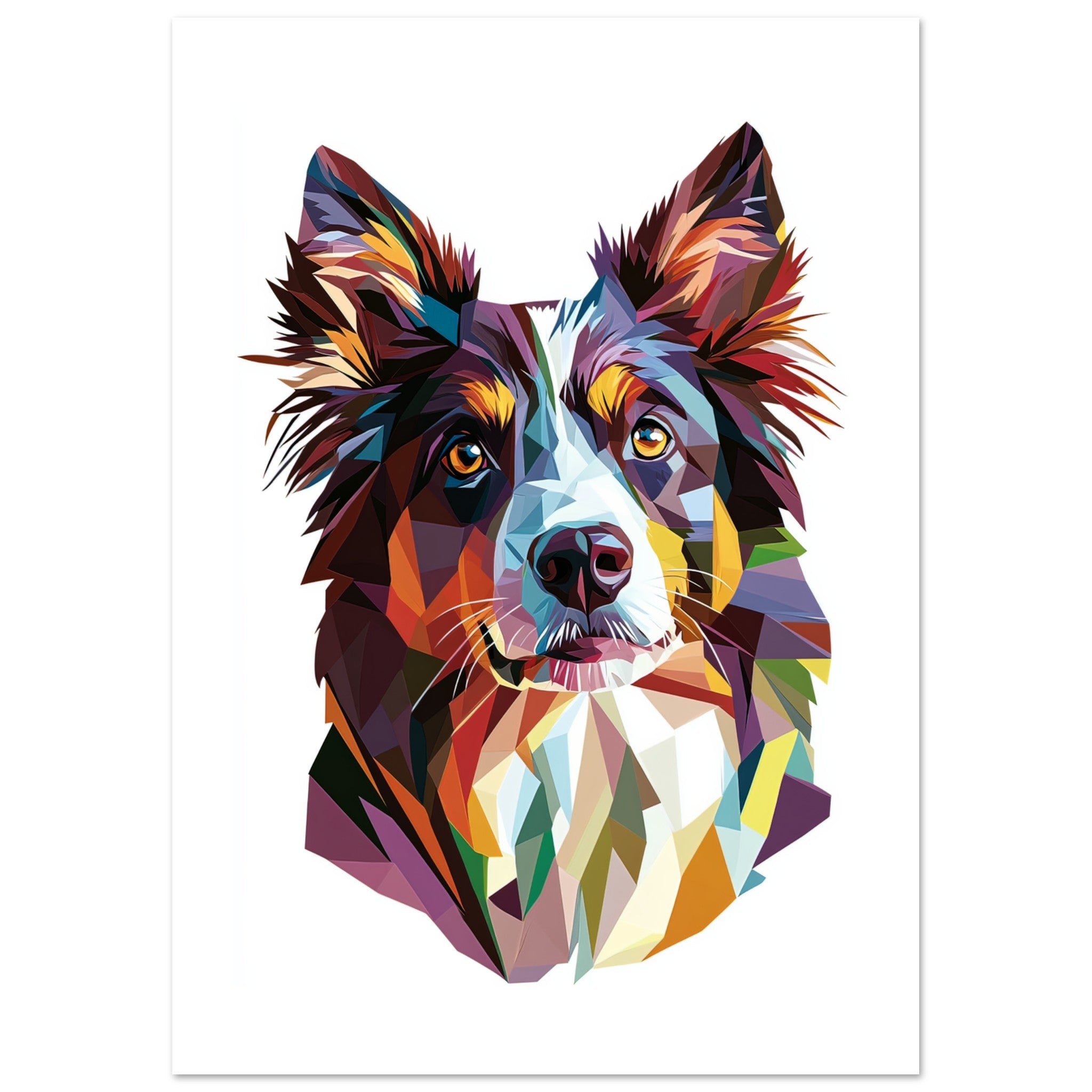 Border Collie Dog Illustrated with Colorful Triangles
