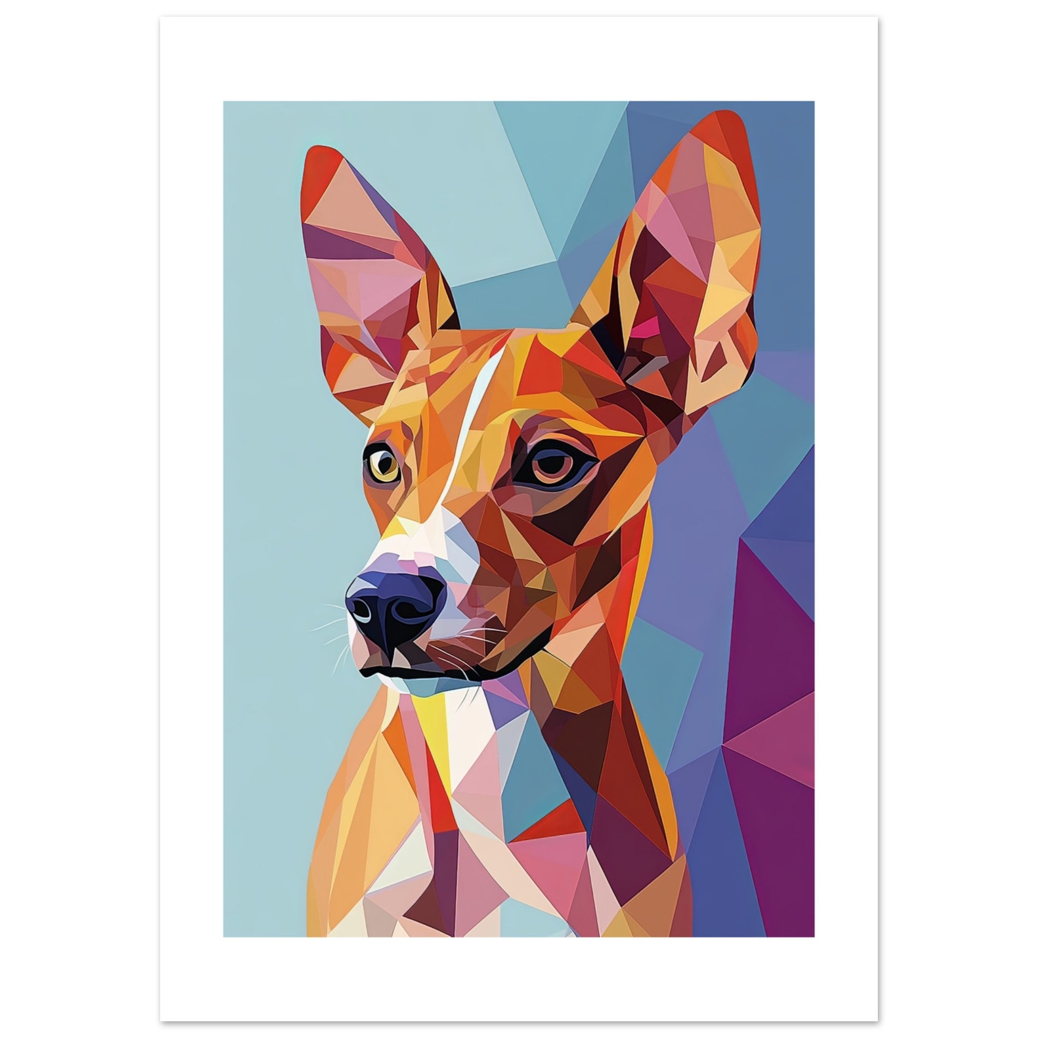 Basenji Dog Illustrated with Colorful Triangles 3
