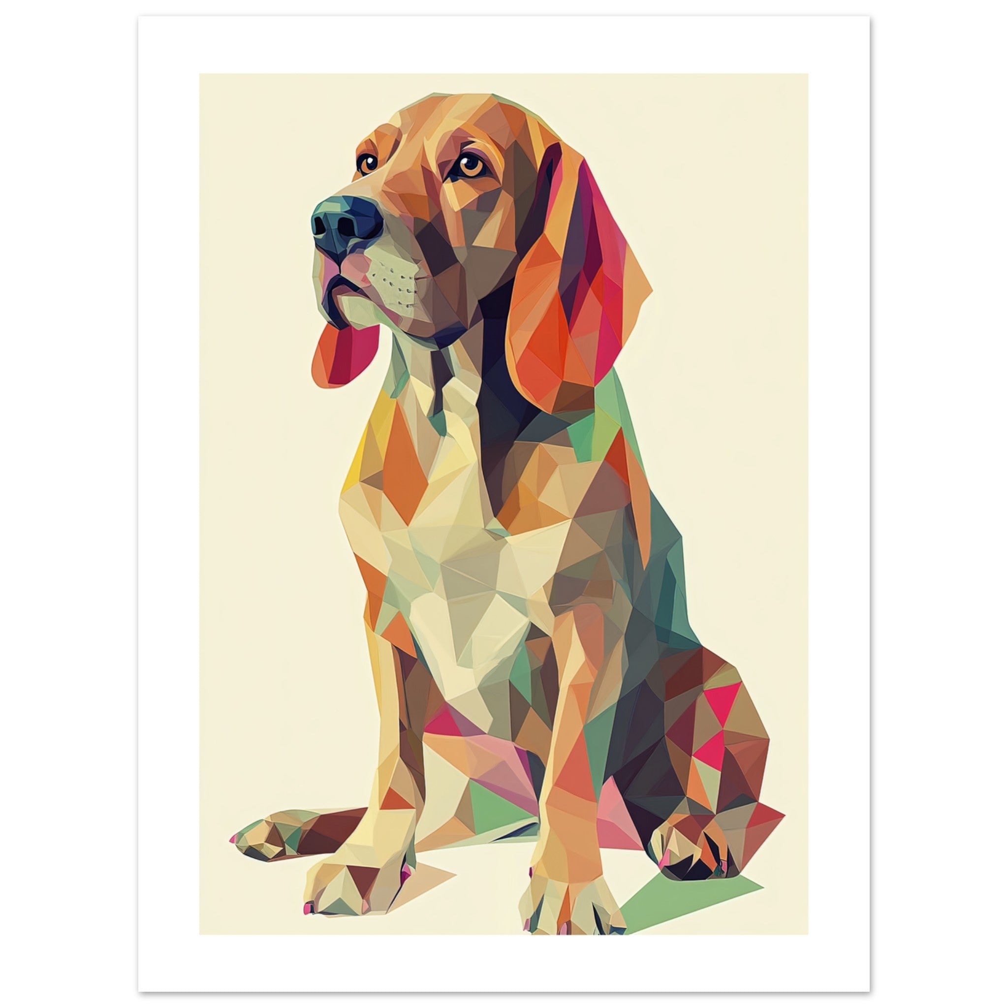 Bloodhound Dog Illustrated with Colorful Triangles 4
