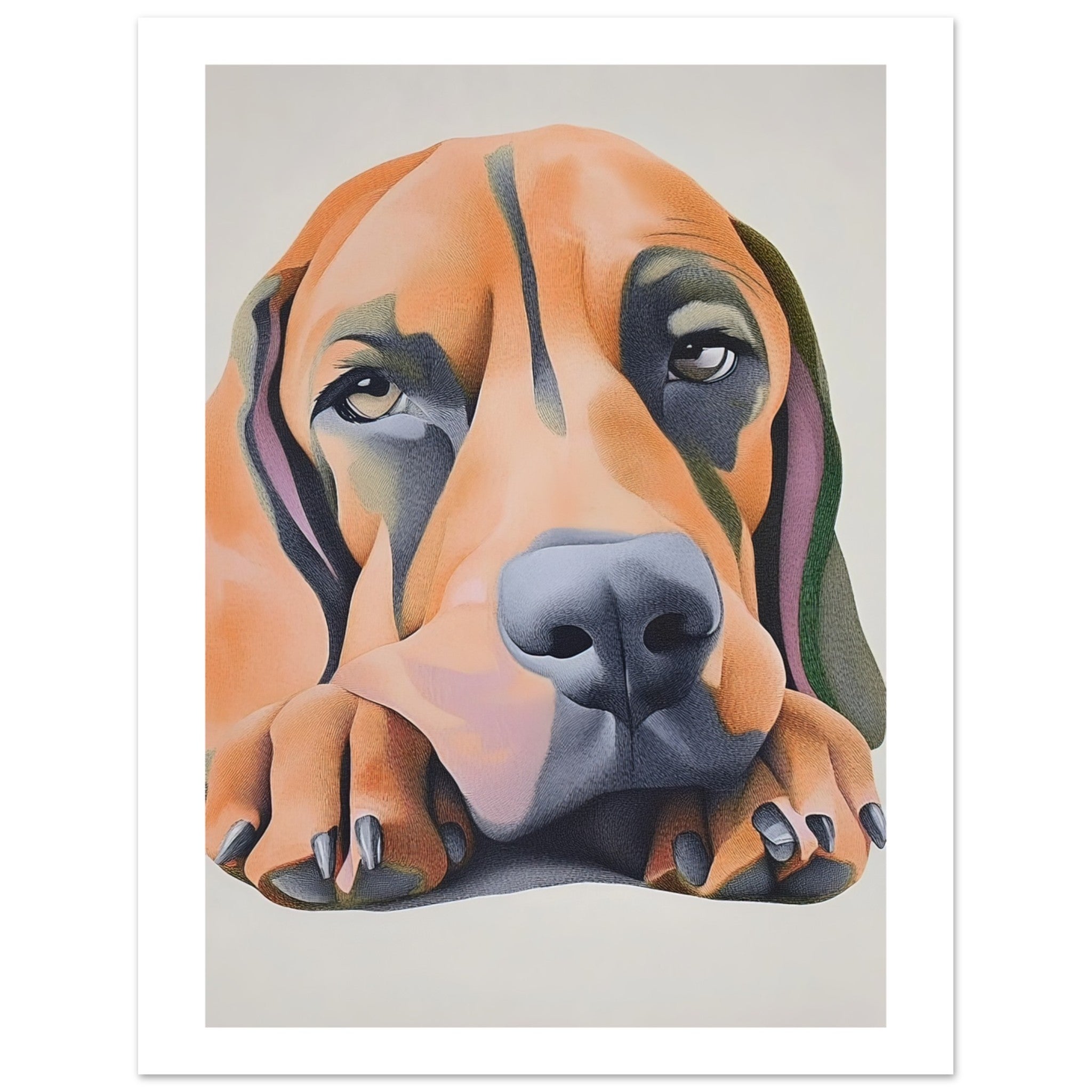 Bloodhound Dog Relaxing Pastel Colored
