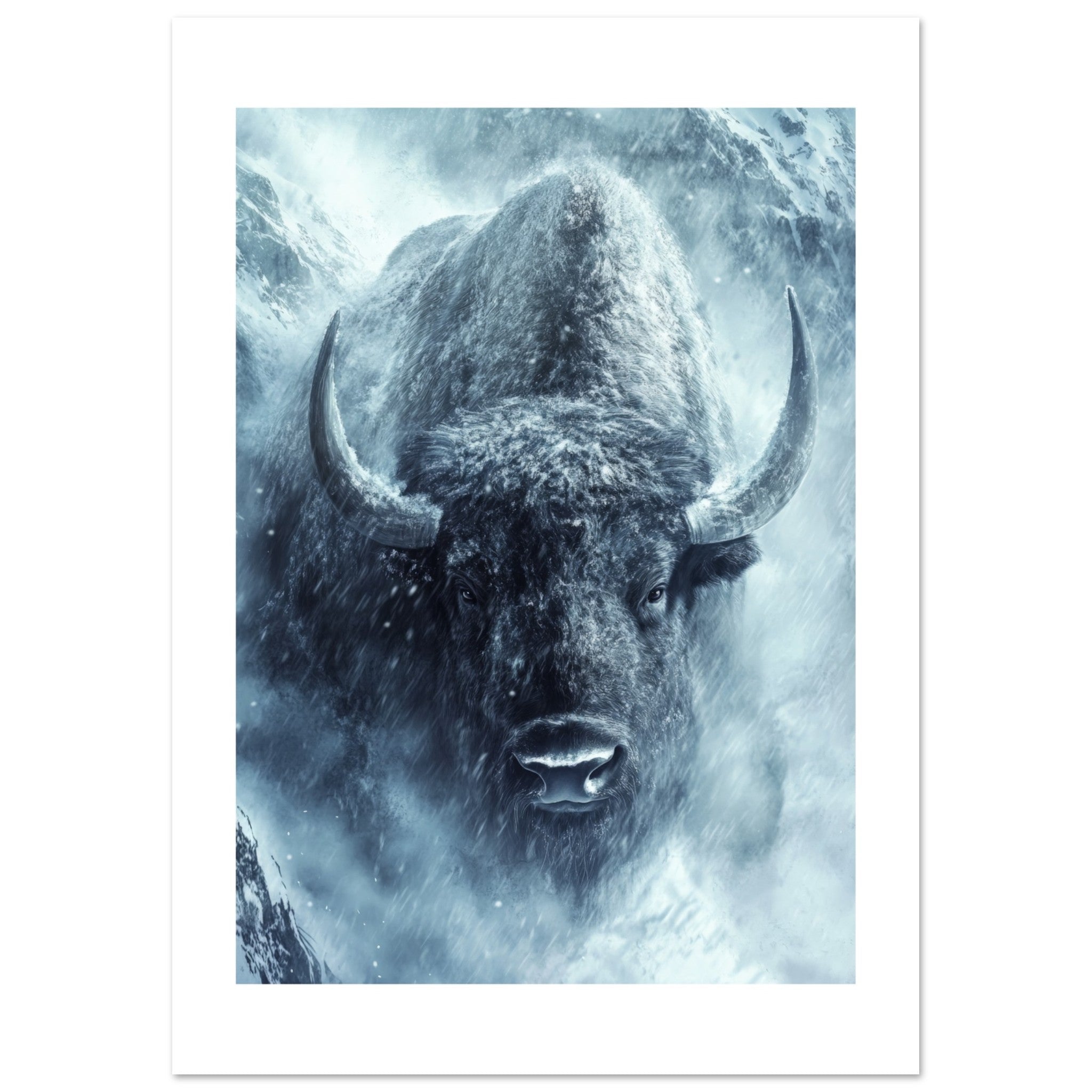 Bison portrait in a snowstorm 3