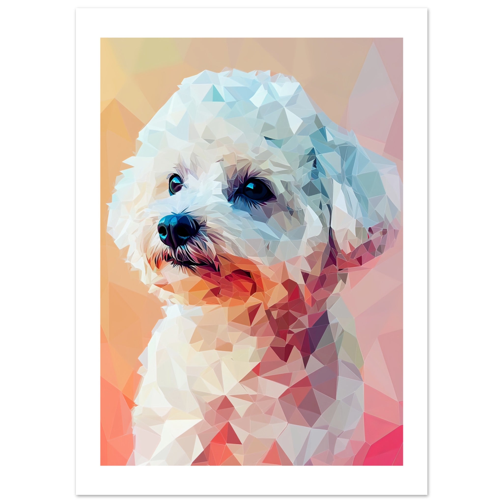 Bichon Frise Dog Illustrated with Colorful Triangles