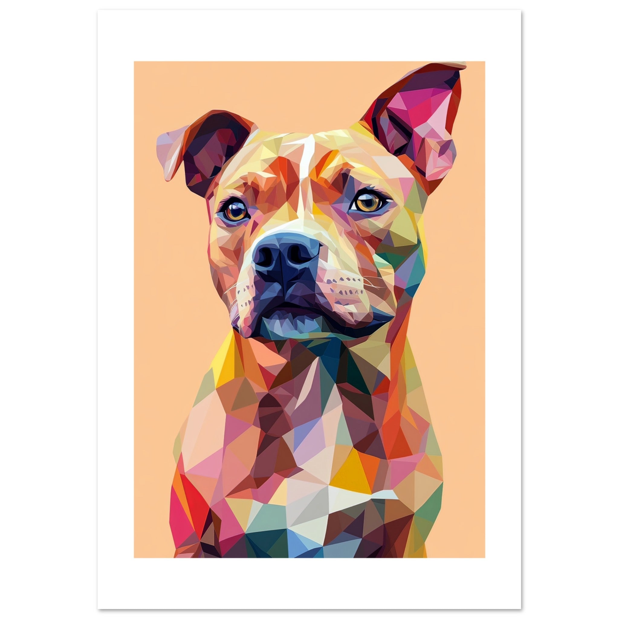American Staffordshire Dog Illustrated with Colorful Triangles 1