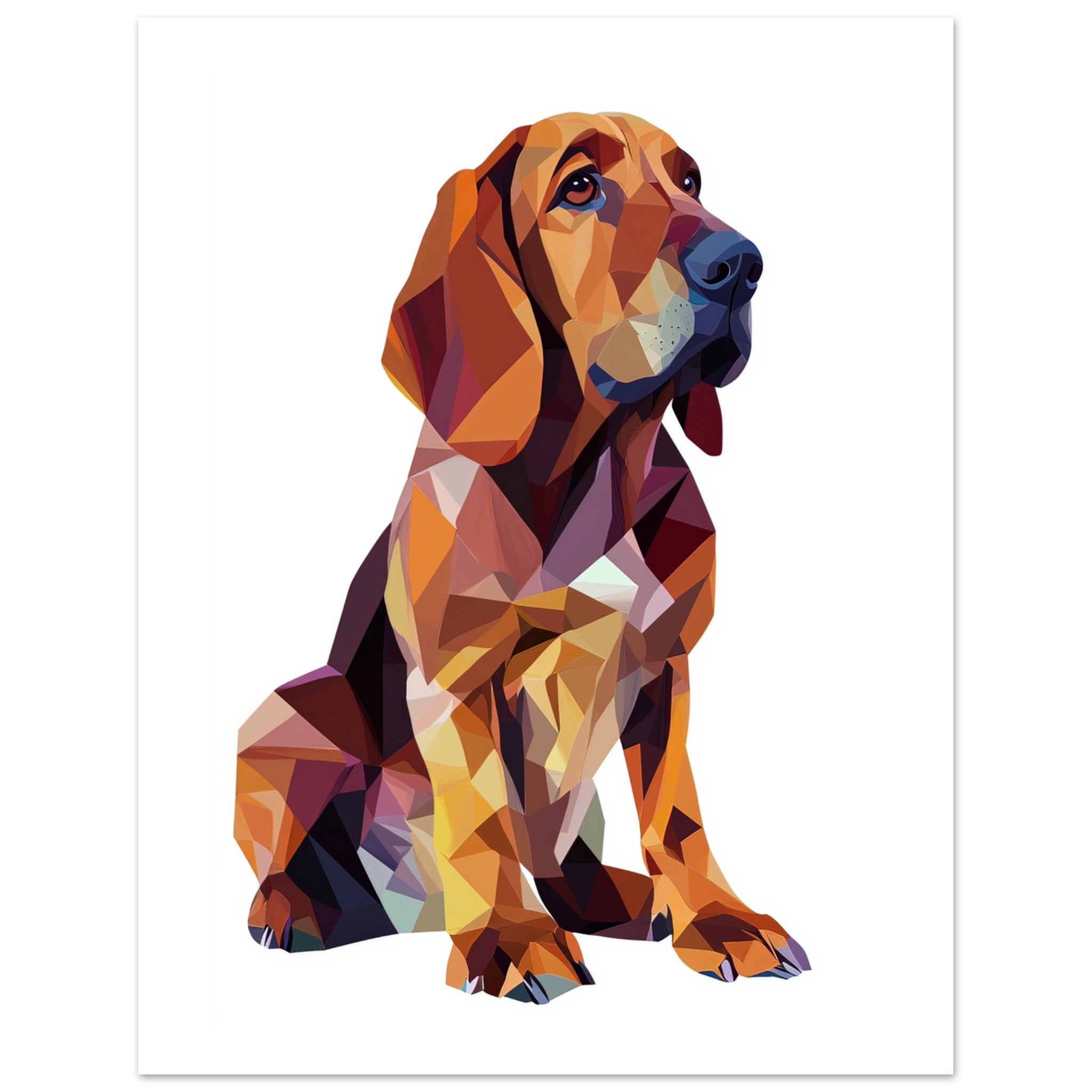Bloodhound Dog Illustrated with Colorful Triangles 3
