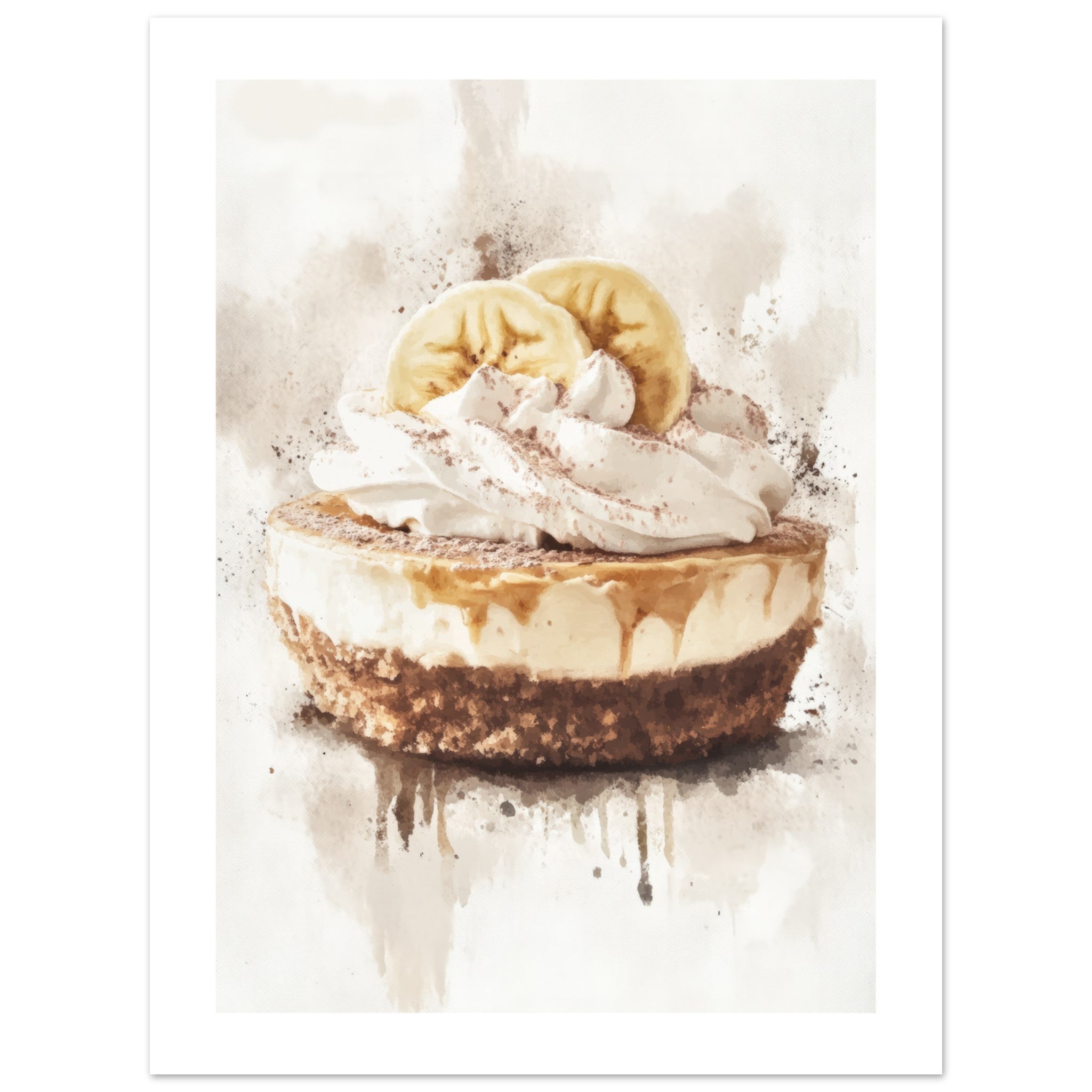 Banoffee Pie Watercolor Painting Wall Art 1