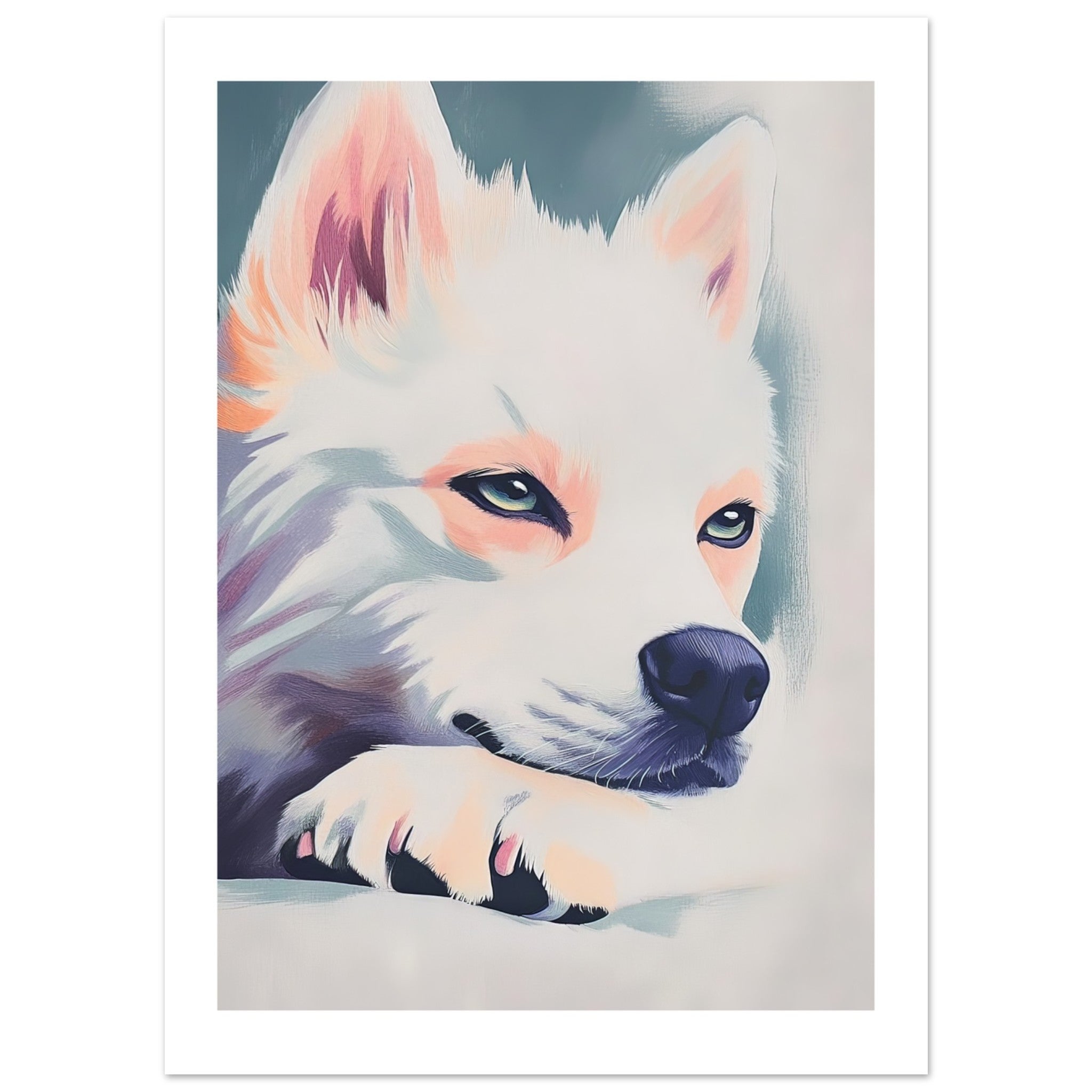 American Eskimo Dog Relaxing Pastel Colored