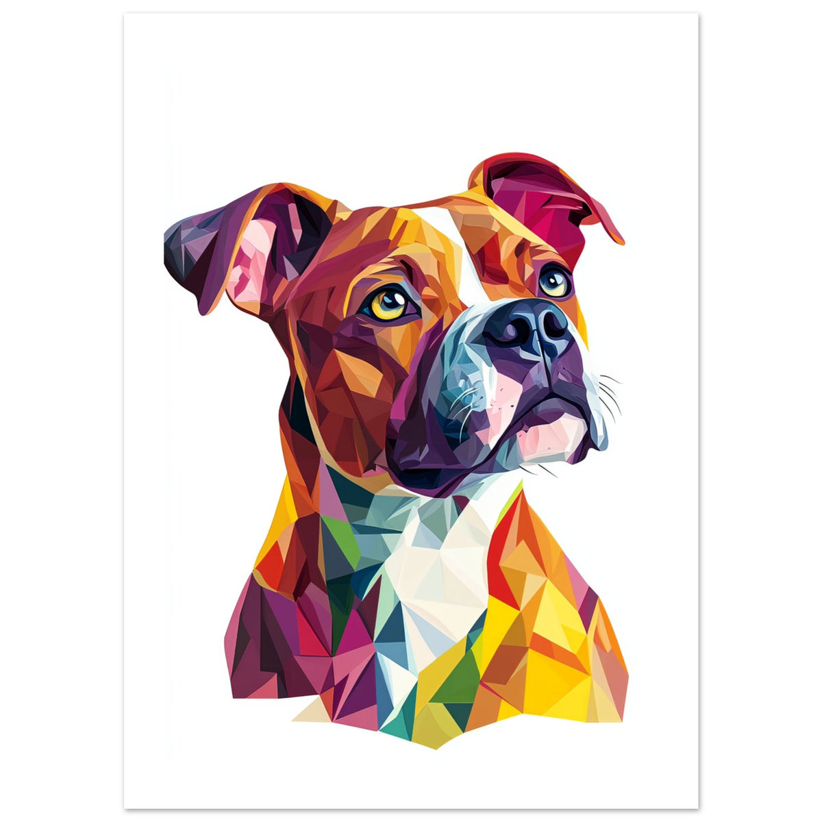 American Staffordshire Dog Illustrated with Colorful Triangles