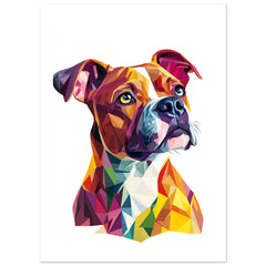 American Staffordshire Dog Illustrated with Colorful Triangles