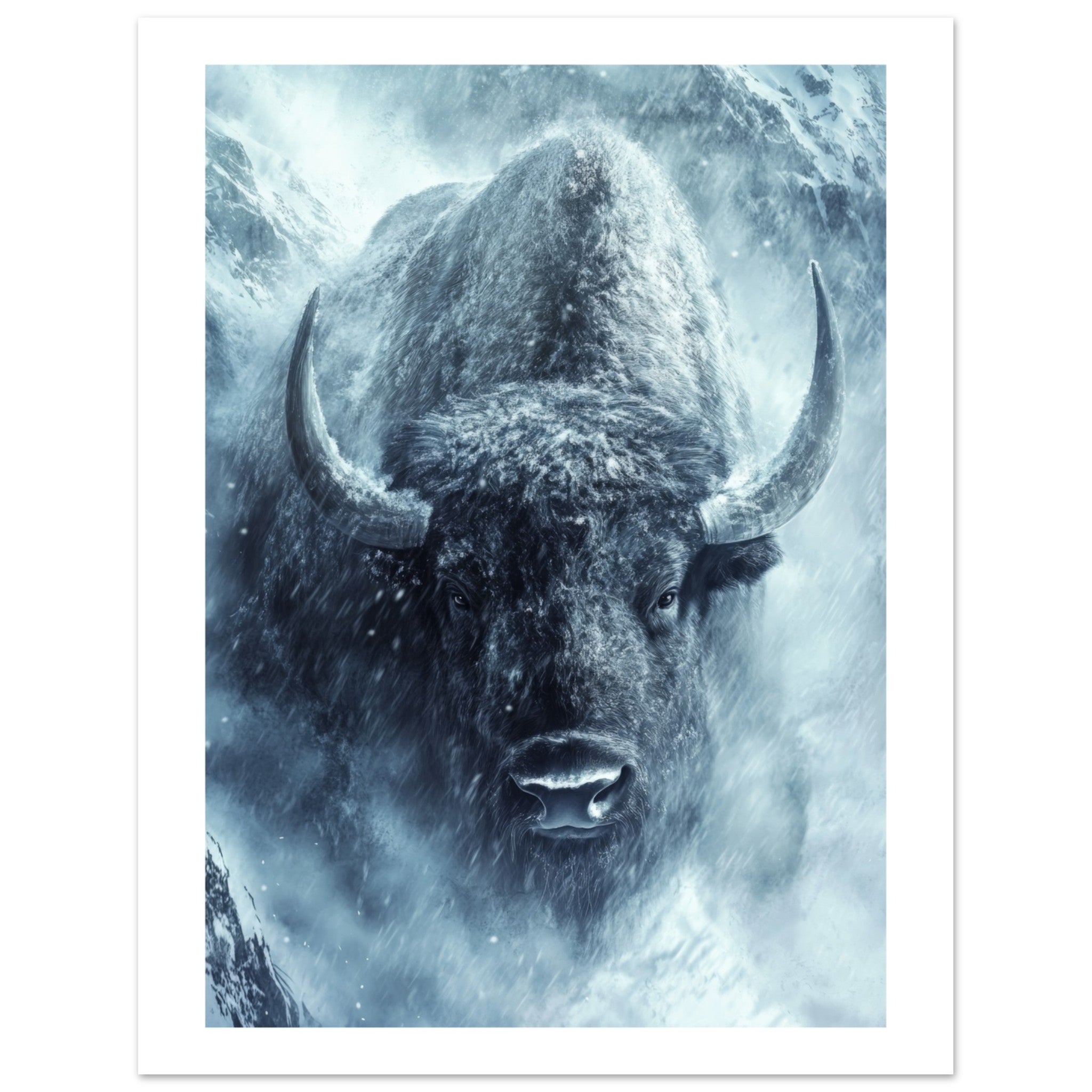 Bison portrait in a snowstorm 3
