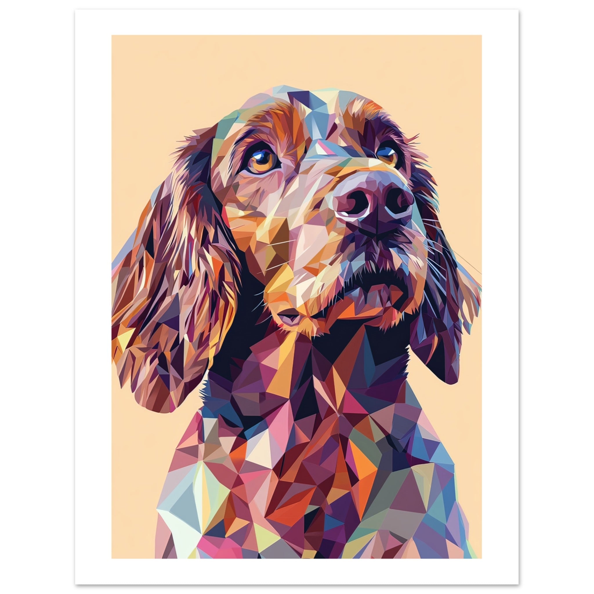 Boykin Spaniel Dog Illustrated with Colorful Triangles 2