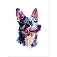Australian Cattle Dog Illustrated with Colorful Triangles