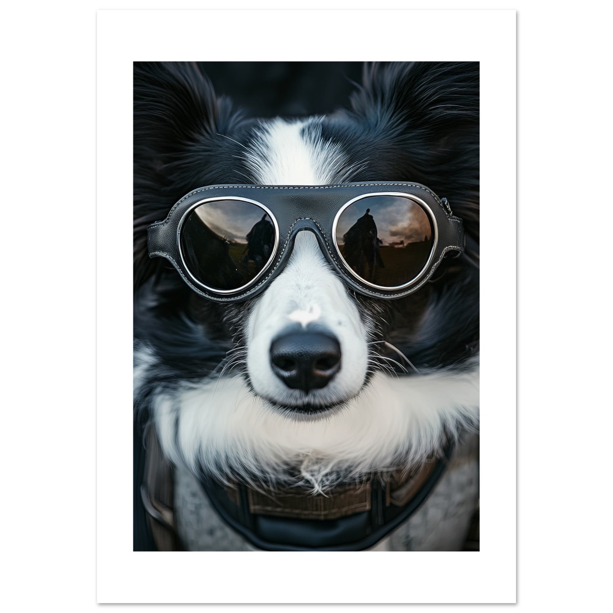 Border Collie Dog Wearing Pilot Sunglasses 4