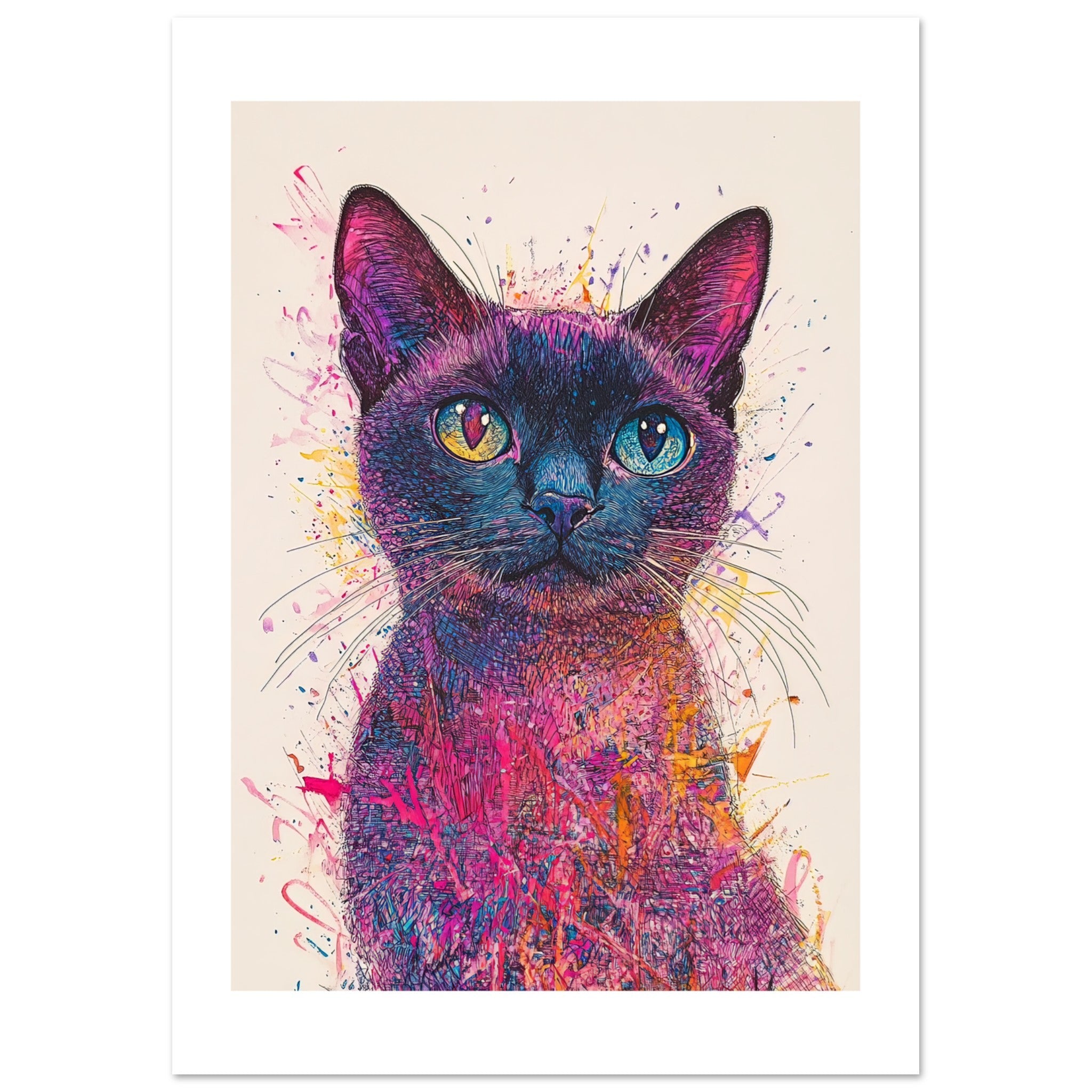 Burmese Cat Painted With Tone Pen