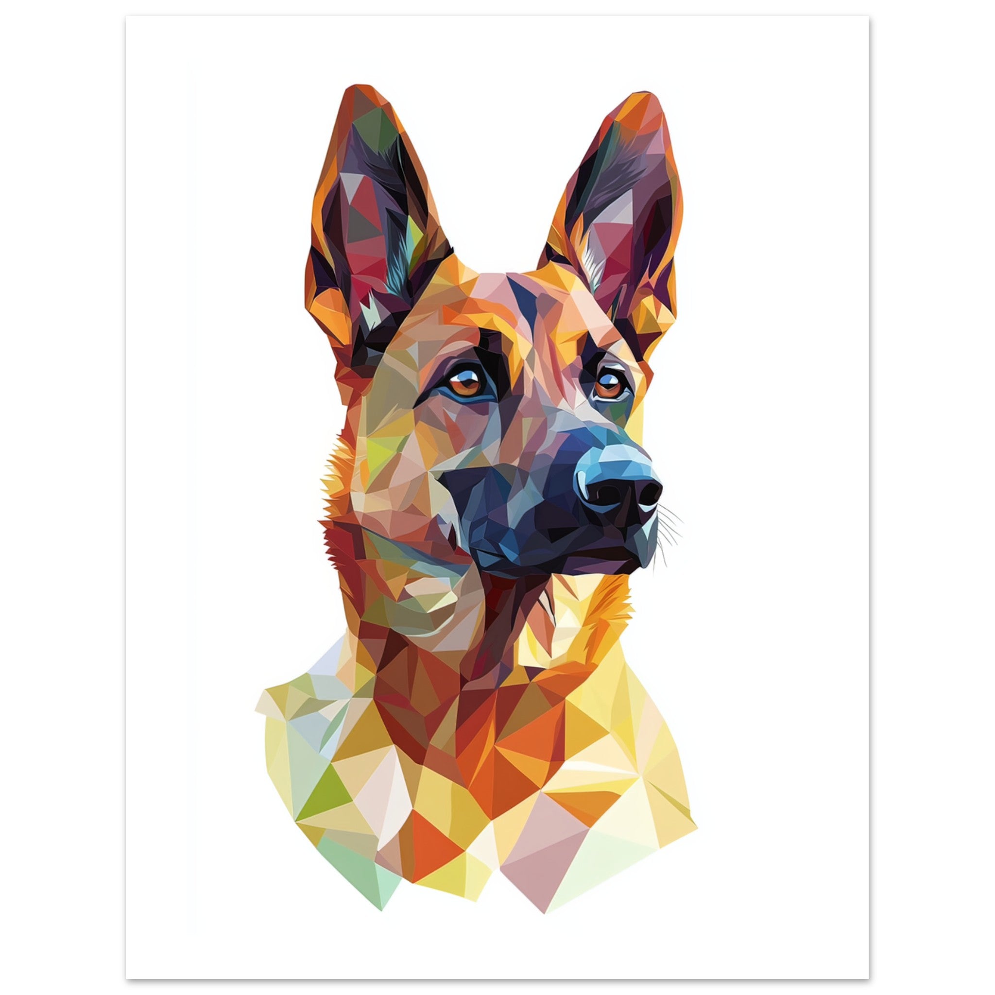 Belgian Malinois Dog Illustrated with Colorful Triangles 2