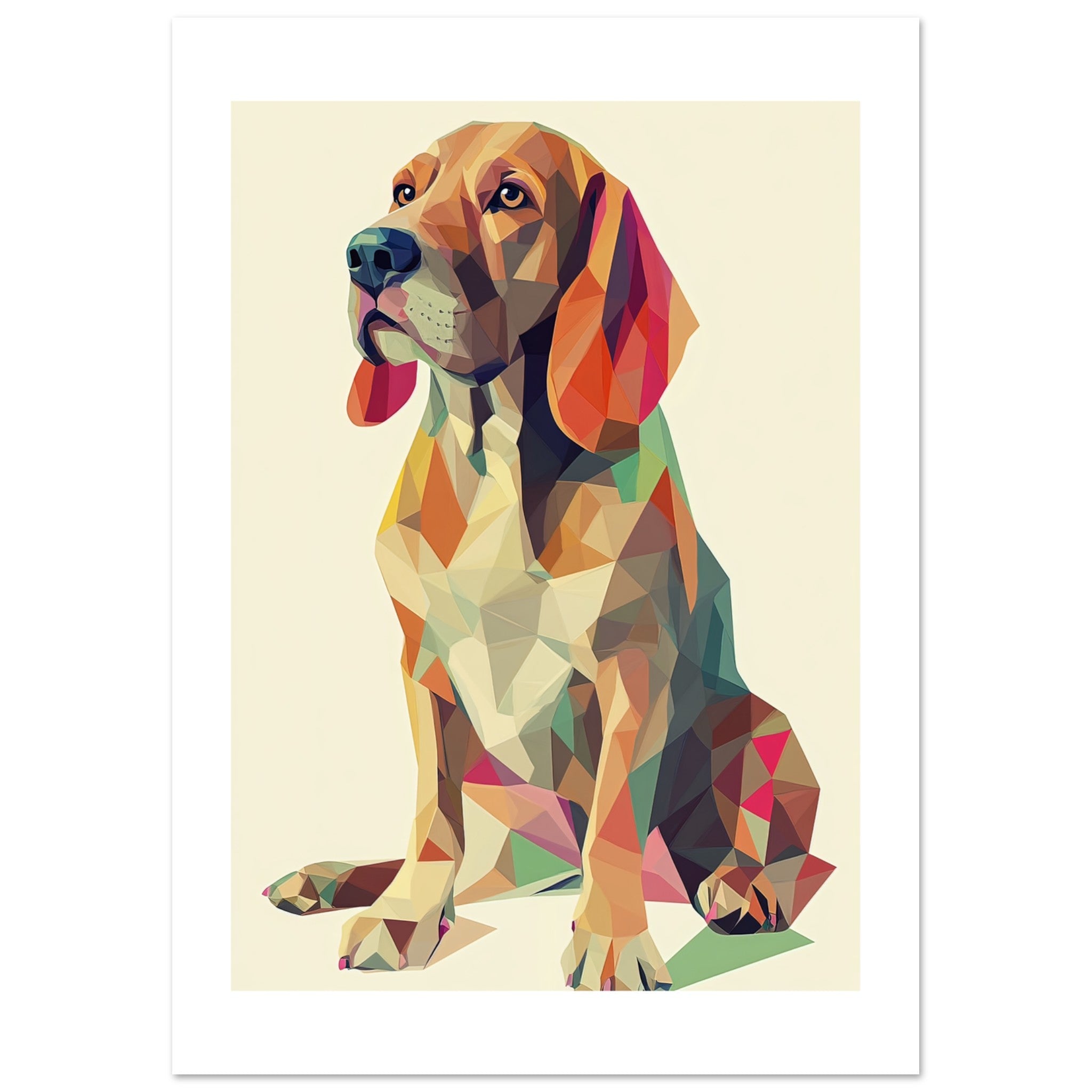 Bloodhound Dog Illustrated with Colorful Triangles 4