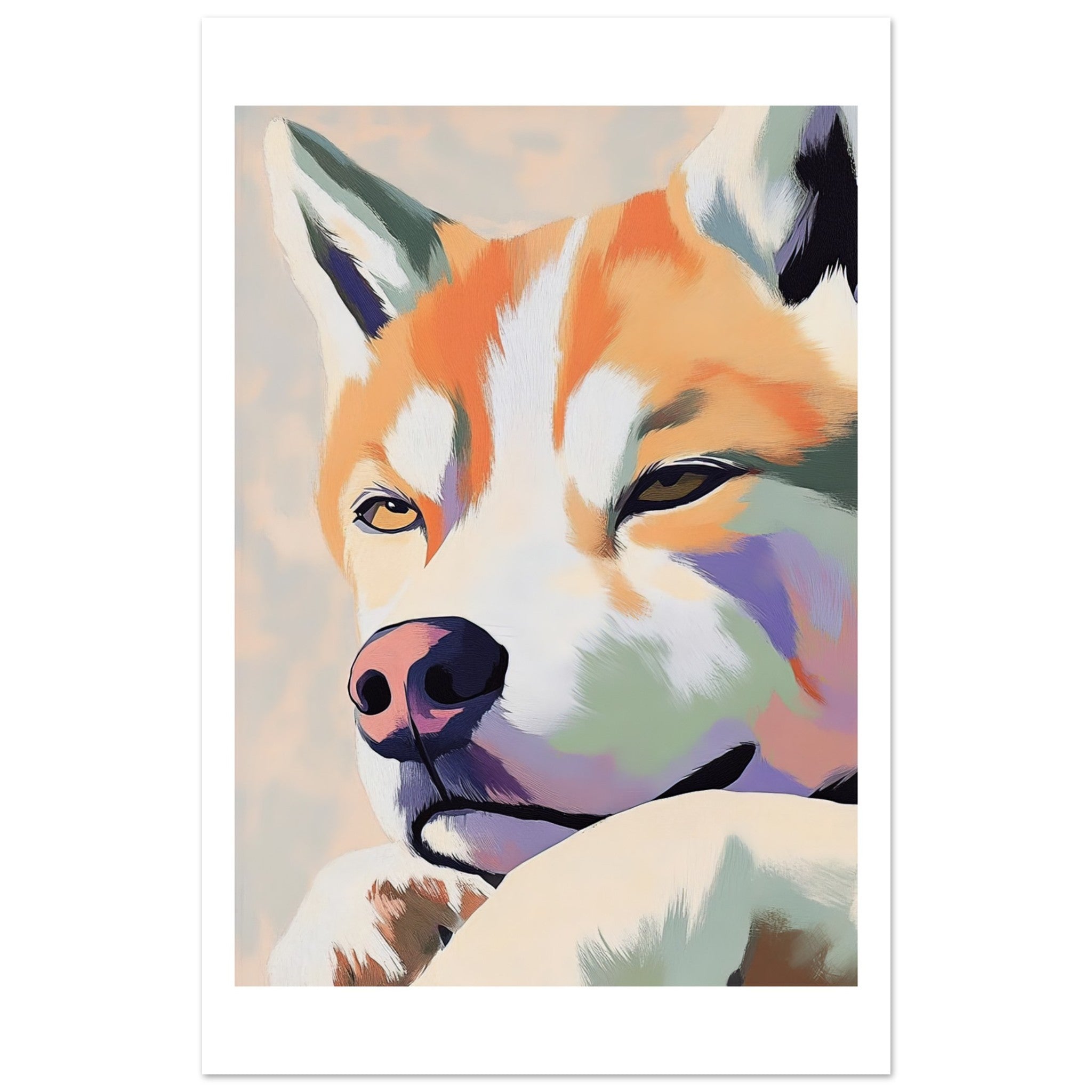 Akita Dog Relaxing Pastel Colored 1