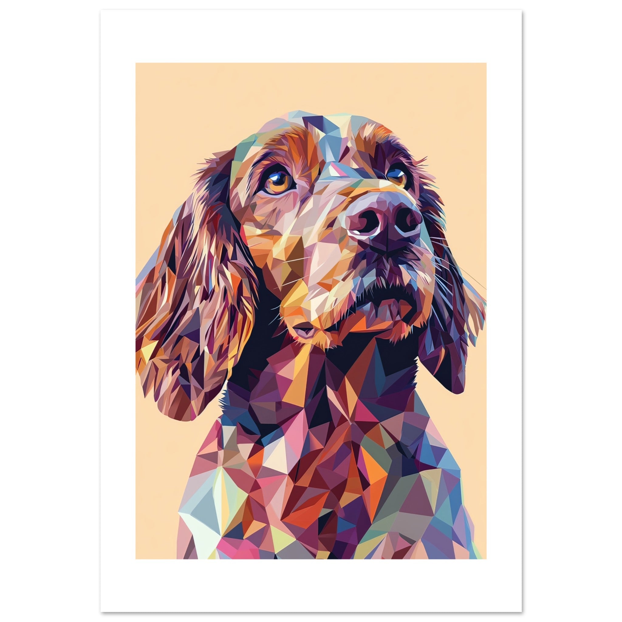 Boykin Spaniel Dog Illustrated with Colorful Triangles 2