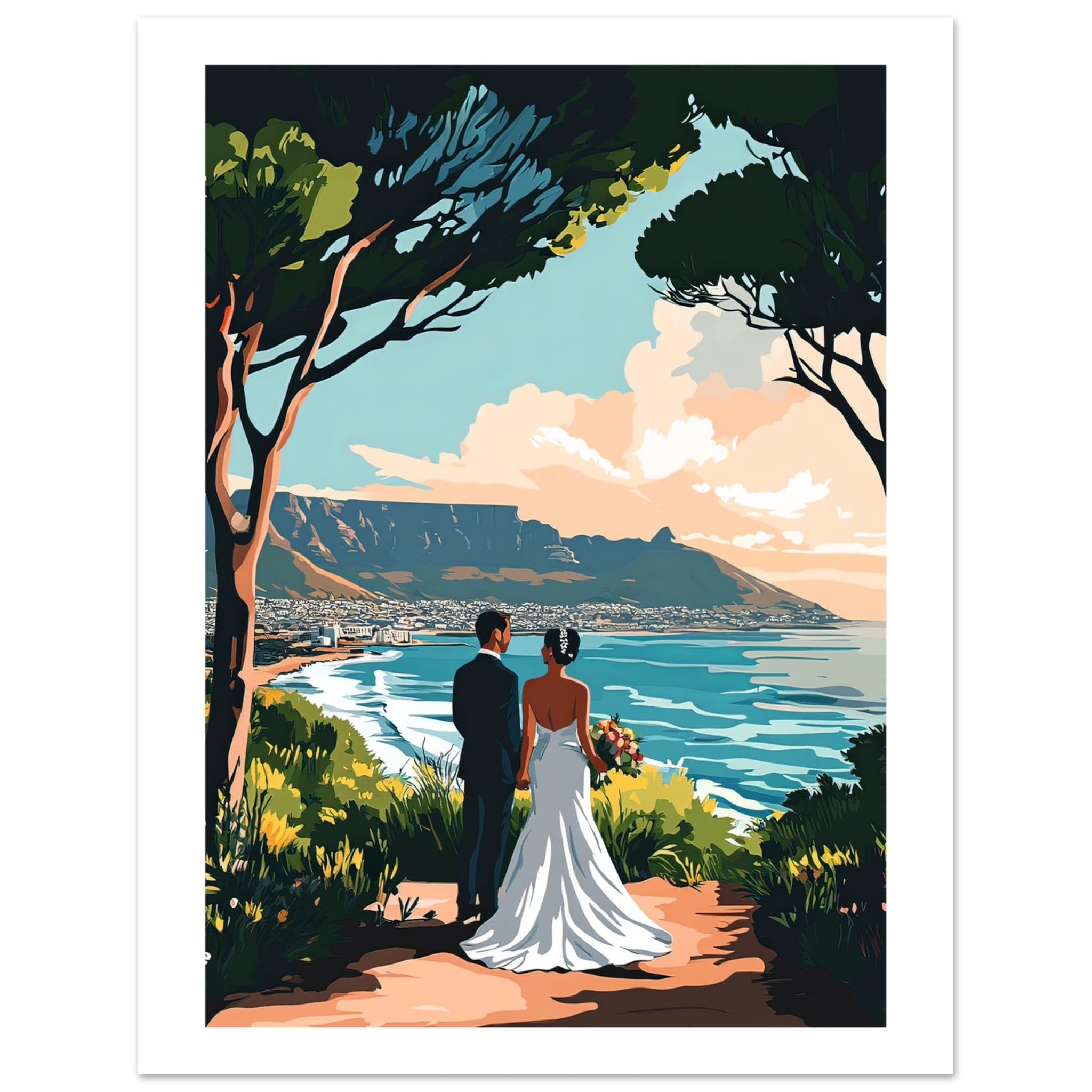A wedding couple infront of Cape Town