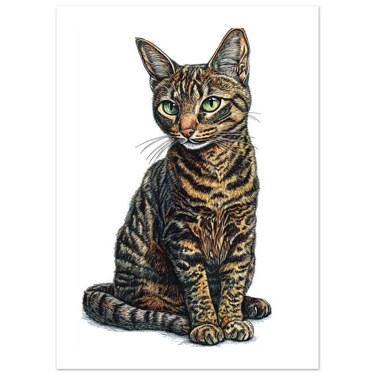 Bengal Cat Painted With Tone Pen