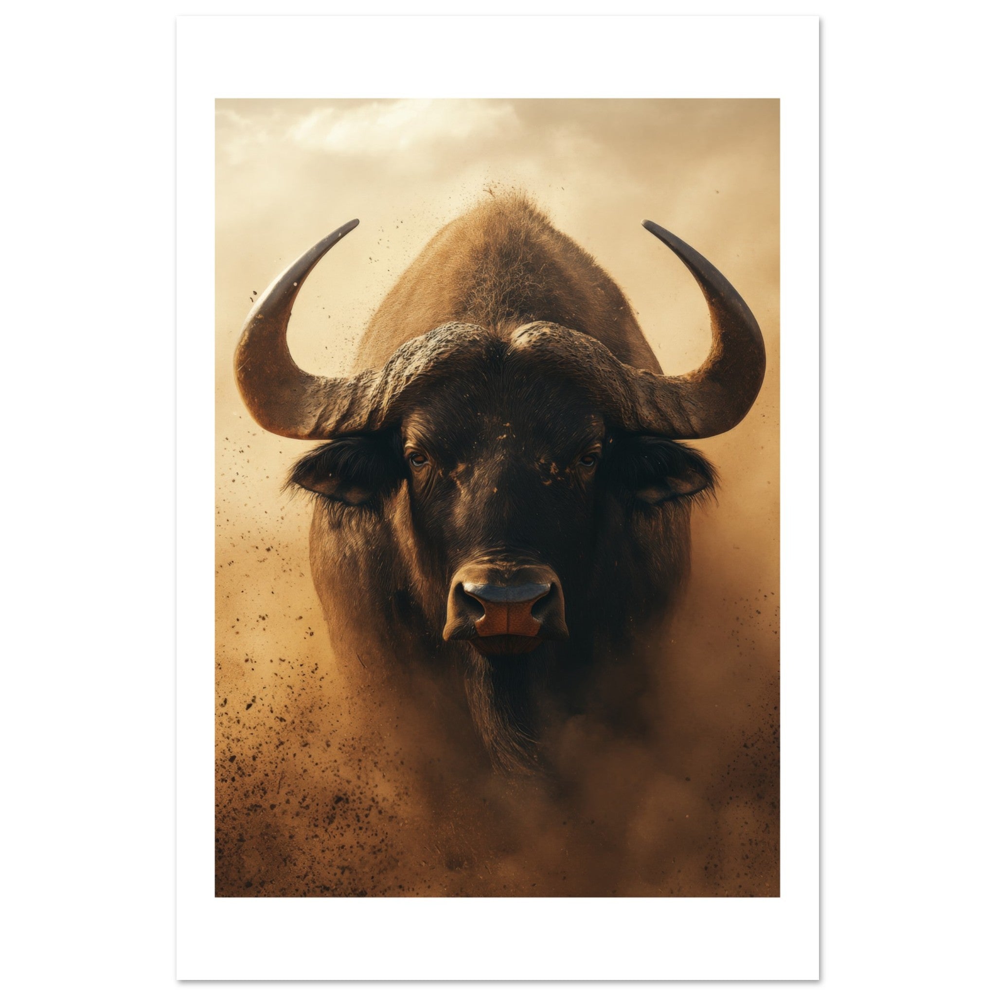 Buffalo portrait in a sandstorm