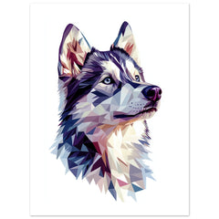 Alaskan Malamute Dog Illustrated with Colorful Triangles 1