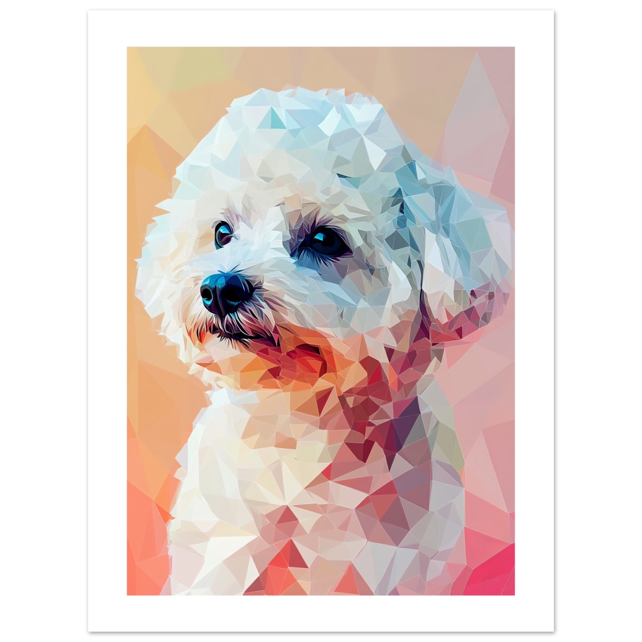 Bichon Frise Dog Illustrated with Colorful Triangles