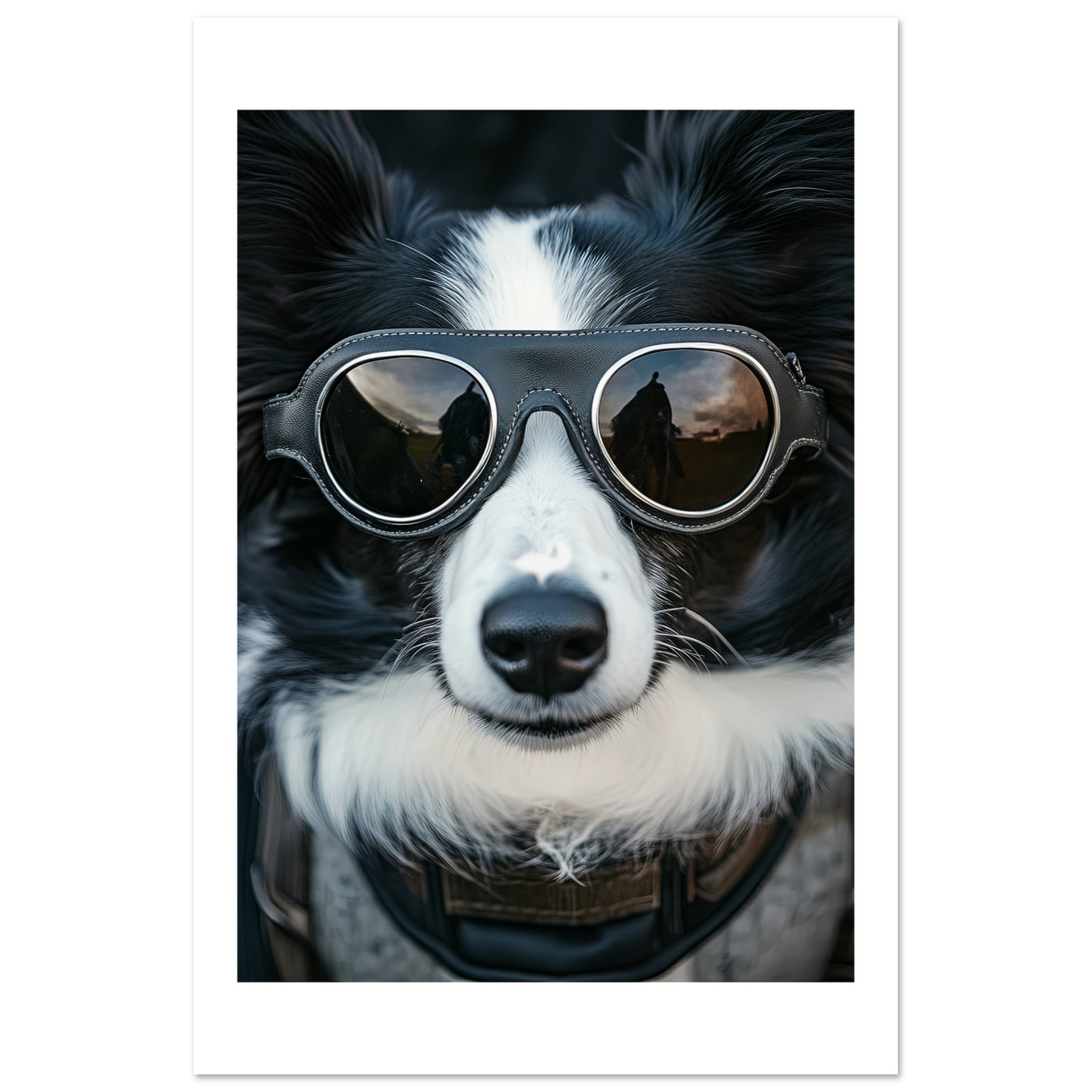 Border Collie Dog Wearing Pilot Sunglasses 4