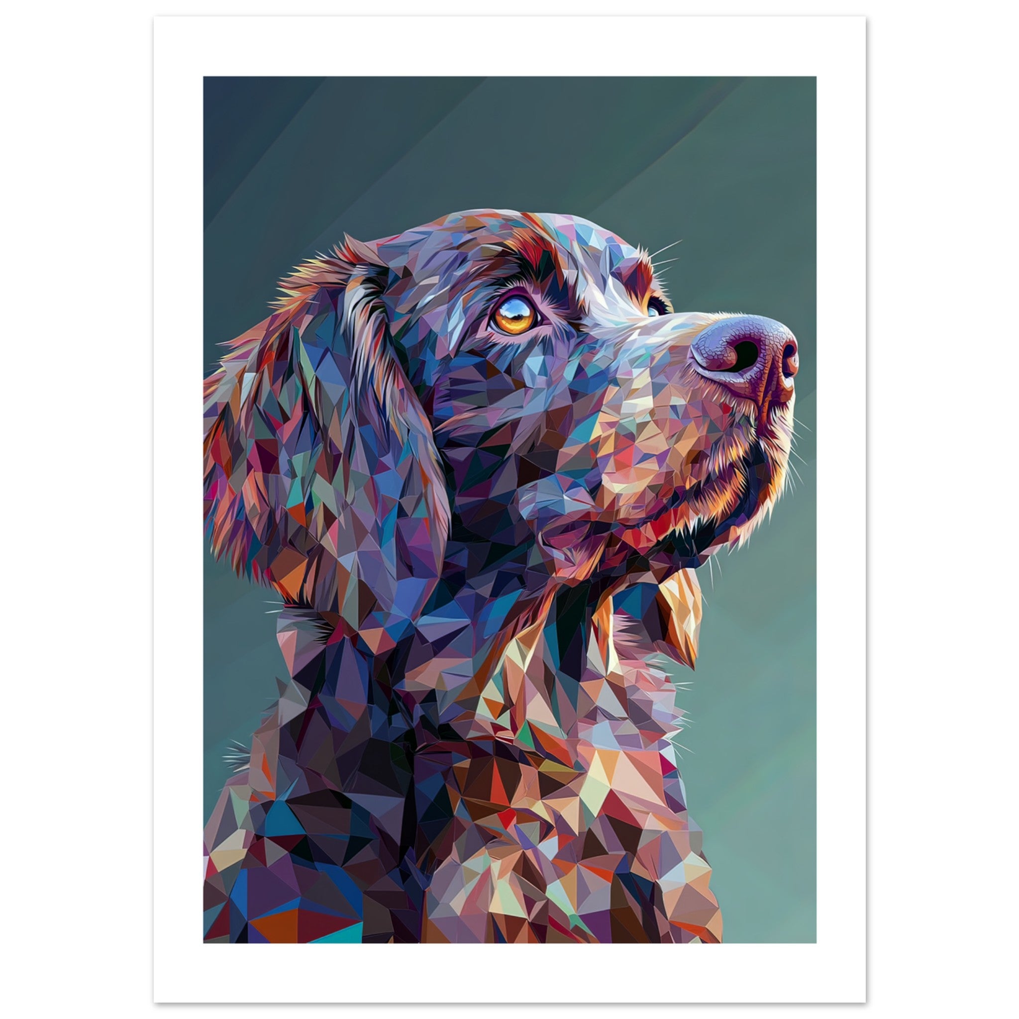 American Water Dog Illustrated with Colorful Triangles