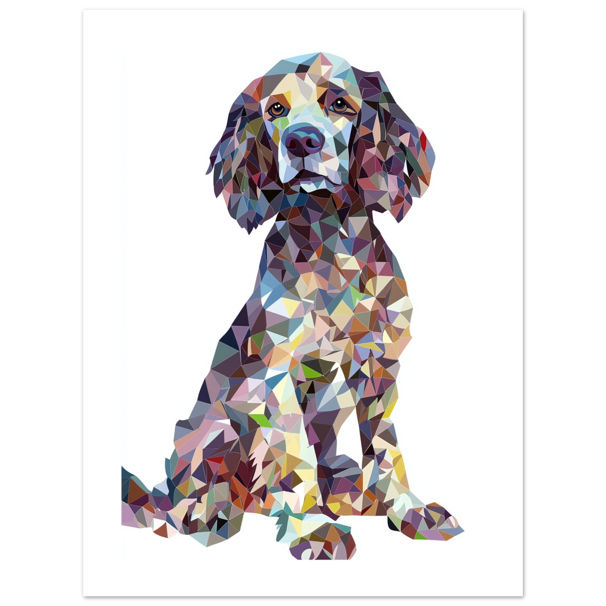 American Water Dog Illustrated with Colorful Triangles 2