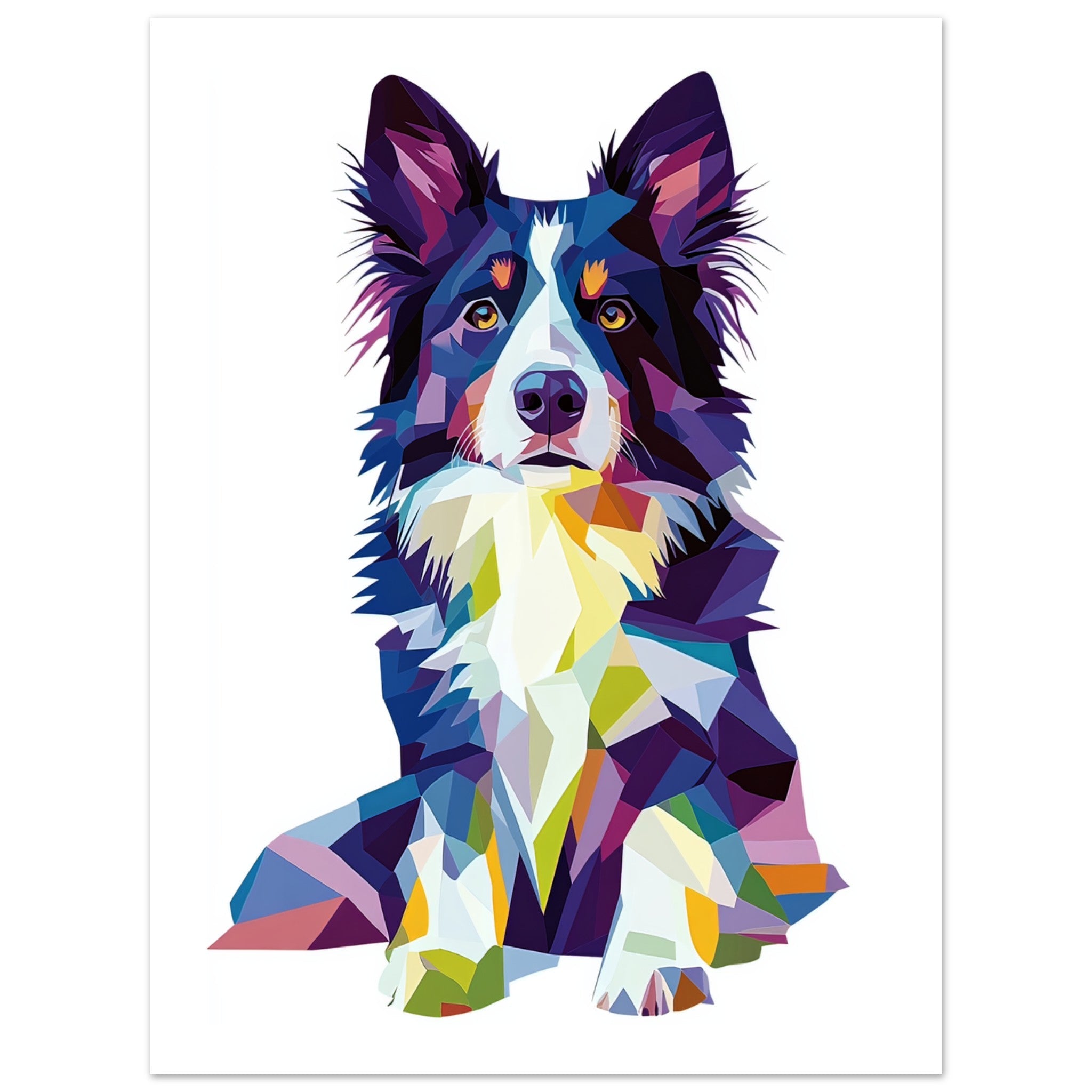 Border Collie Dog Illustrated with Colorful Triangles 4